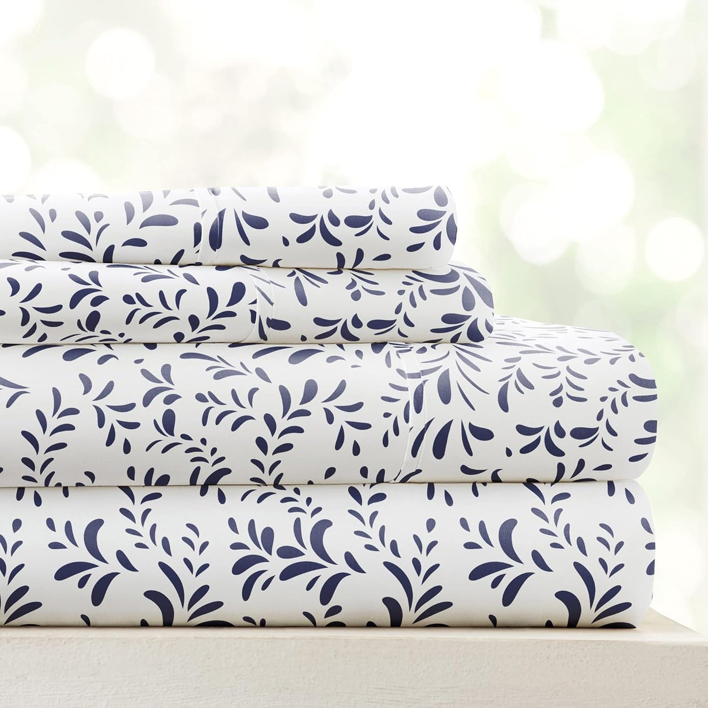 Patterned Microfiber 4 Piece Sheet Set