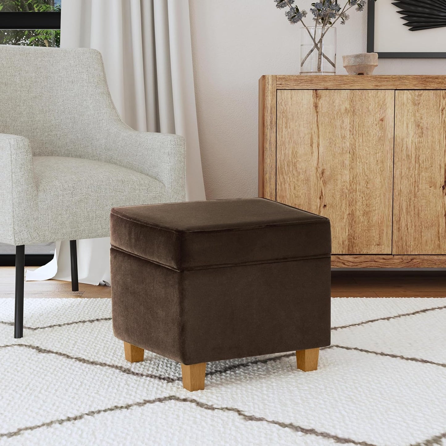 Classic Square Storage Ottoman with Lift Off Lid
