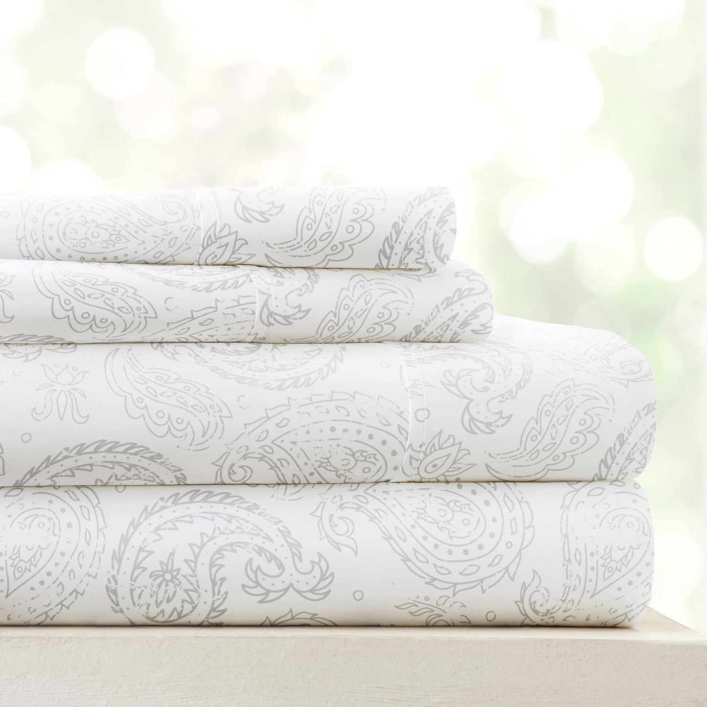 Patterned Microfiber 4 Piece Sheet Set