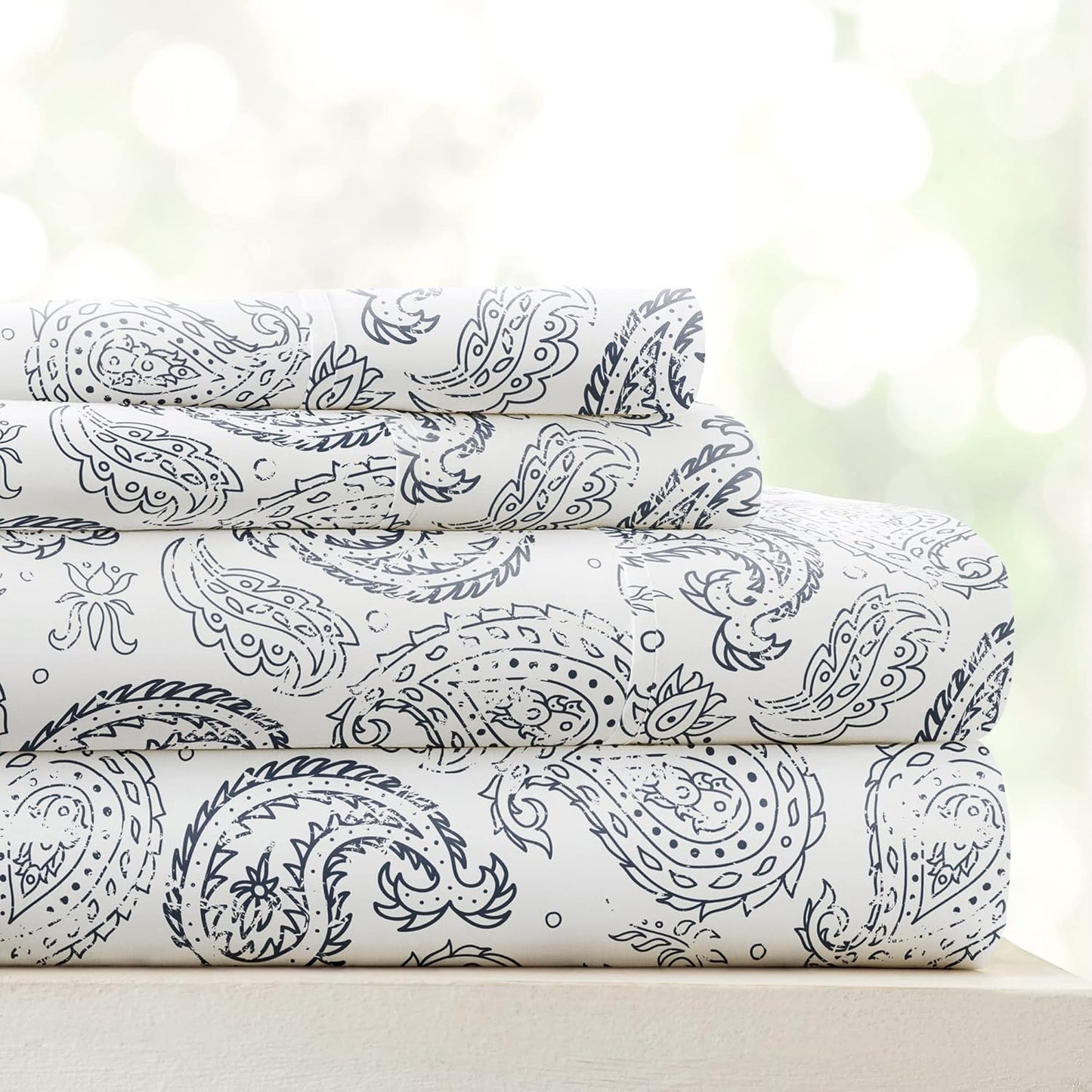 Patterned Microfiber 4 Piece Sheet Set