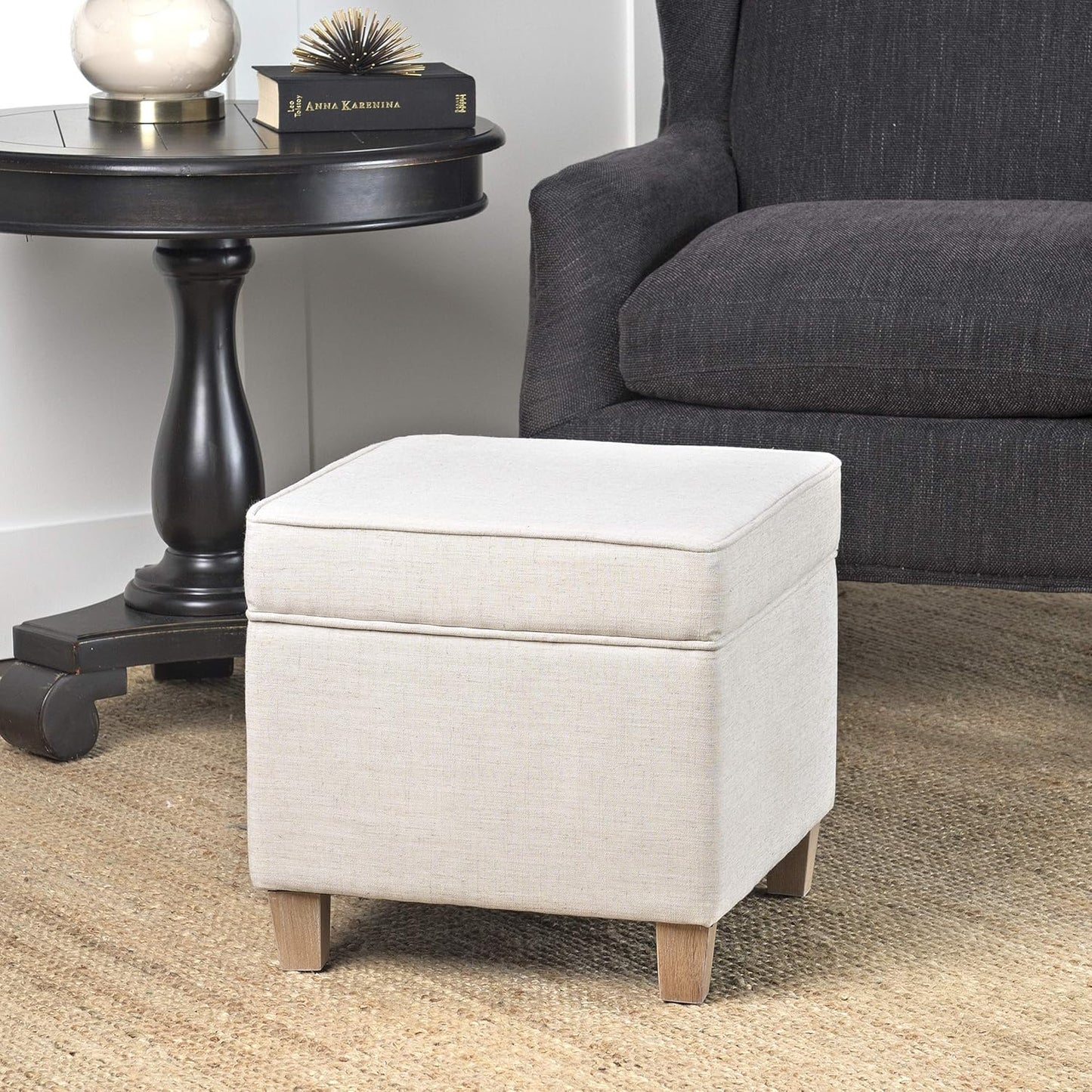 Classic Square Storage Ottoman with Lift Off Lid