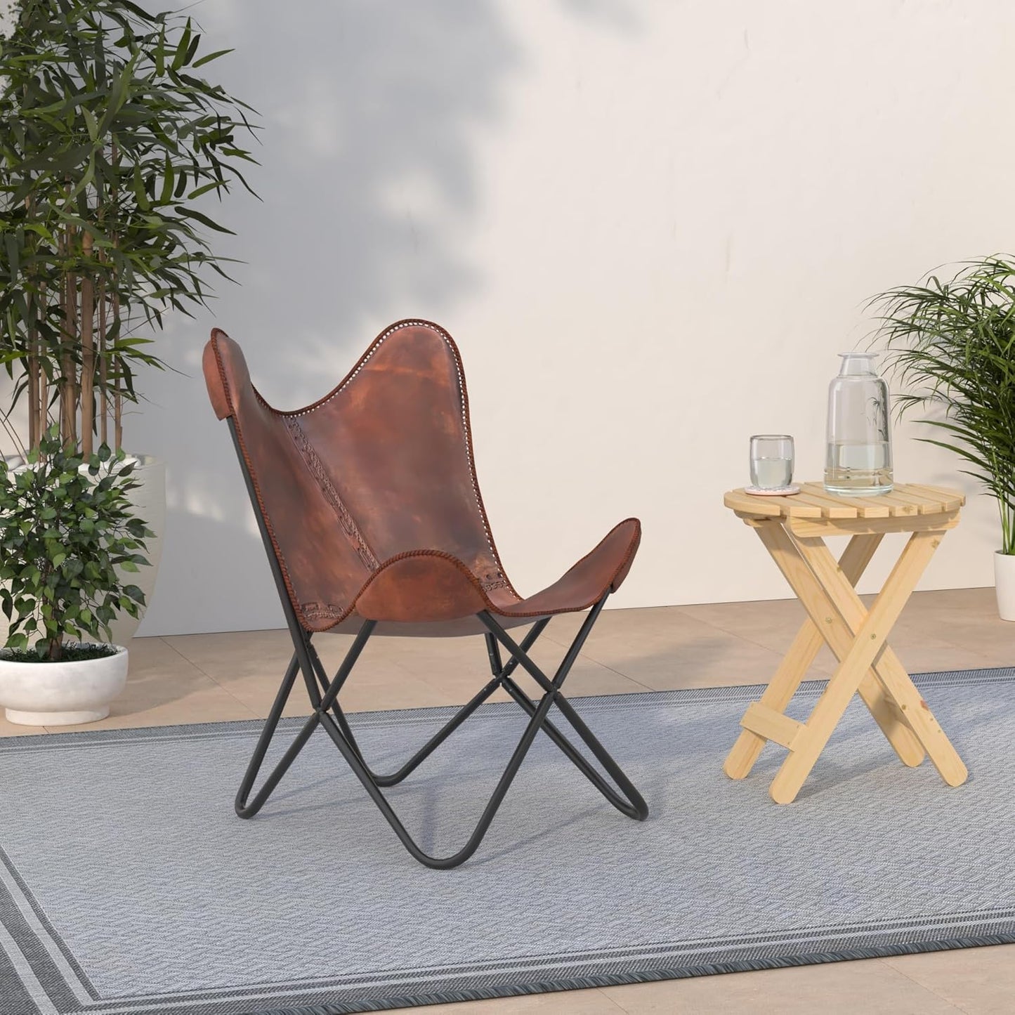 Classy Handmade Dark Brown Leather Butterfly Chair