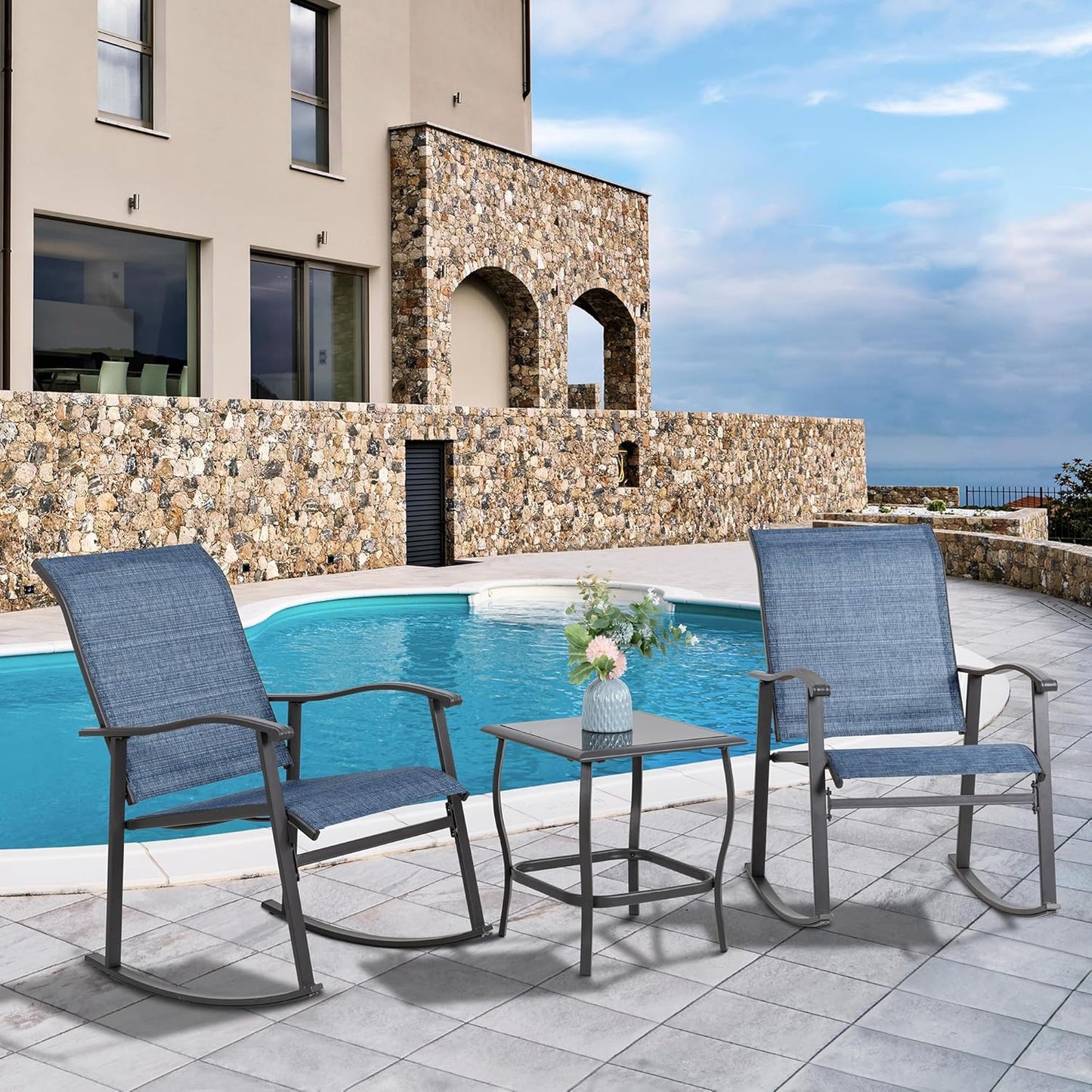 3 Piece Outdoor Rocking Bistro Set