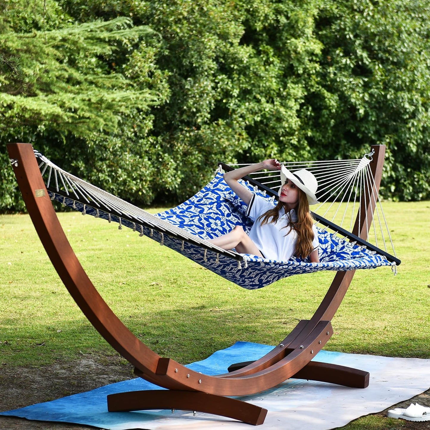 12 FT Double Layered Quilted Fabric Hammock