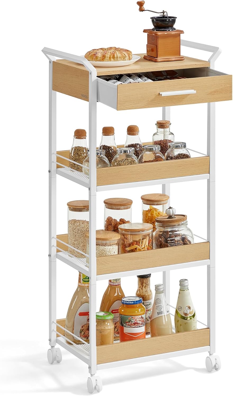4-Tier Rolling Utility Cart with Table Top