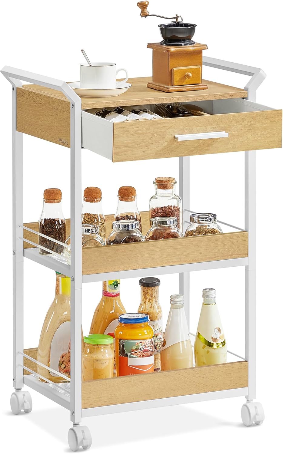 4-Tier Rolling Utility Cart with Table Top
