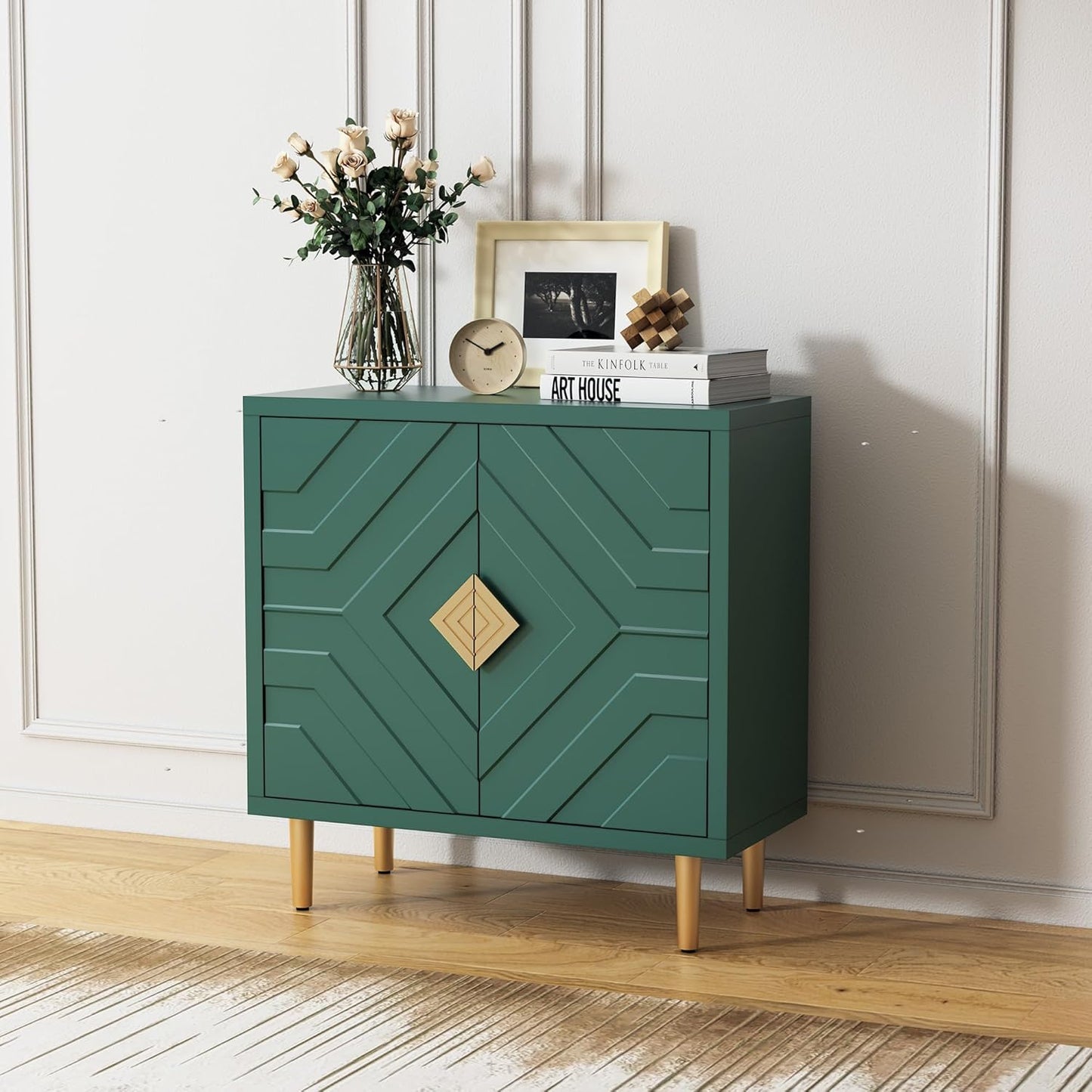 Sideboard Buffet with Decorative Embossed Pattern Doors