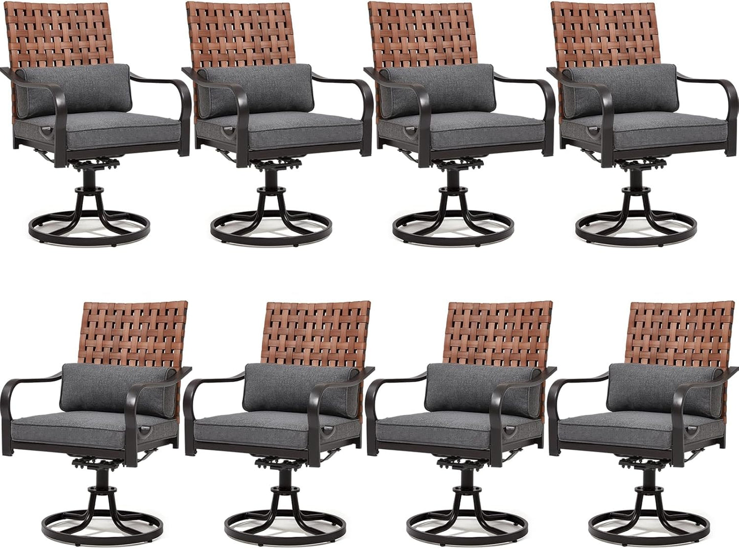 5-Piece Outdoor Dining Set - 4 Swivel Leather-Look Chairs