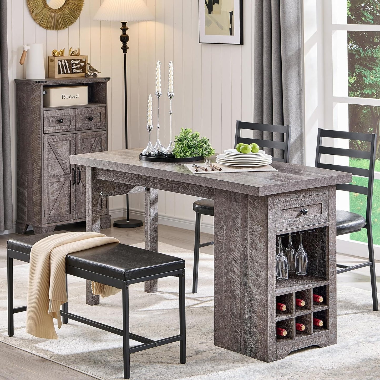 Light Brown Gorgeous Farmhouse Dining Table Set