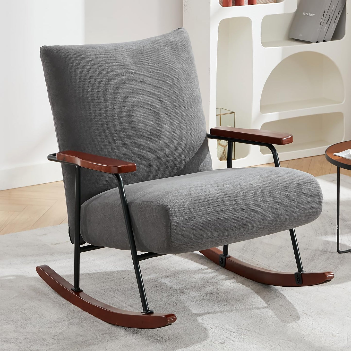 Modern Rocking Chair, Upholstered Armchair