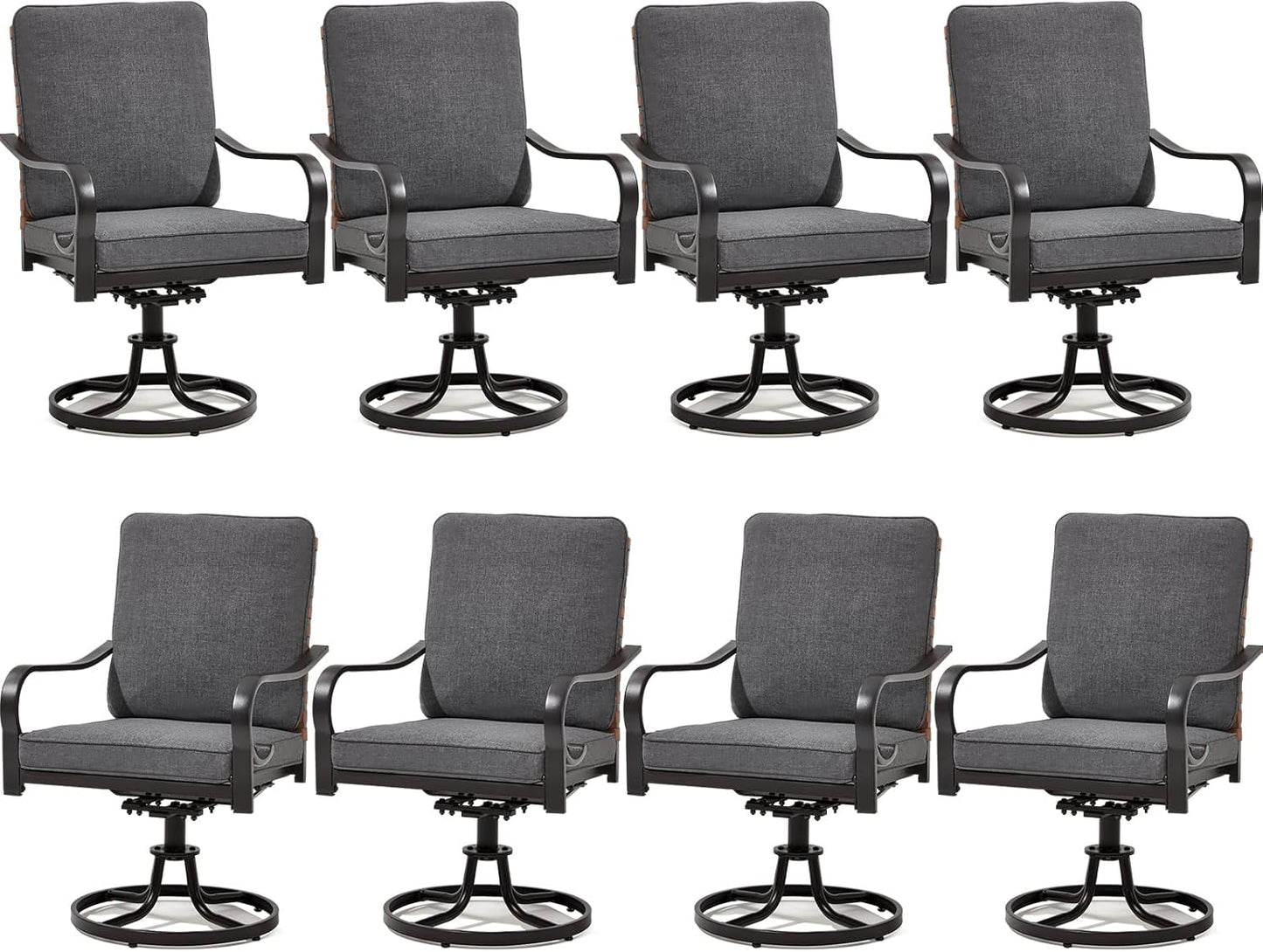 5-Piece Outdoor Dining Set - 4 Swivel Leather-Look Chairs