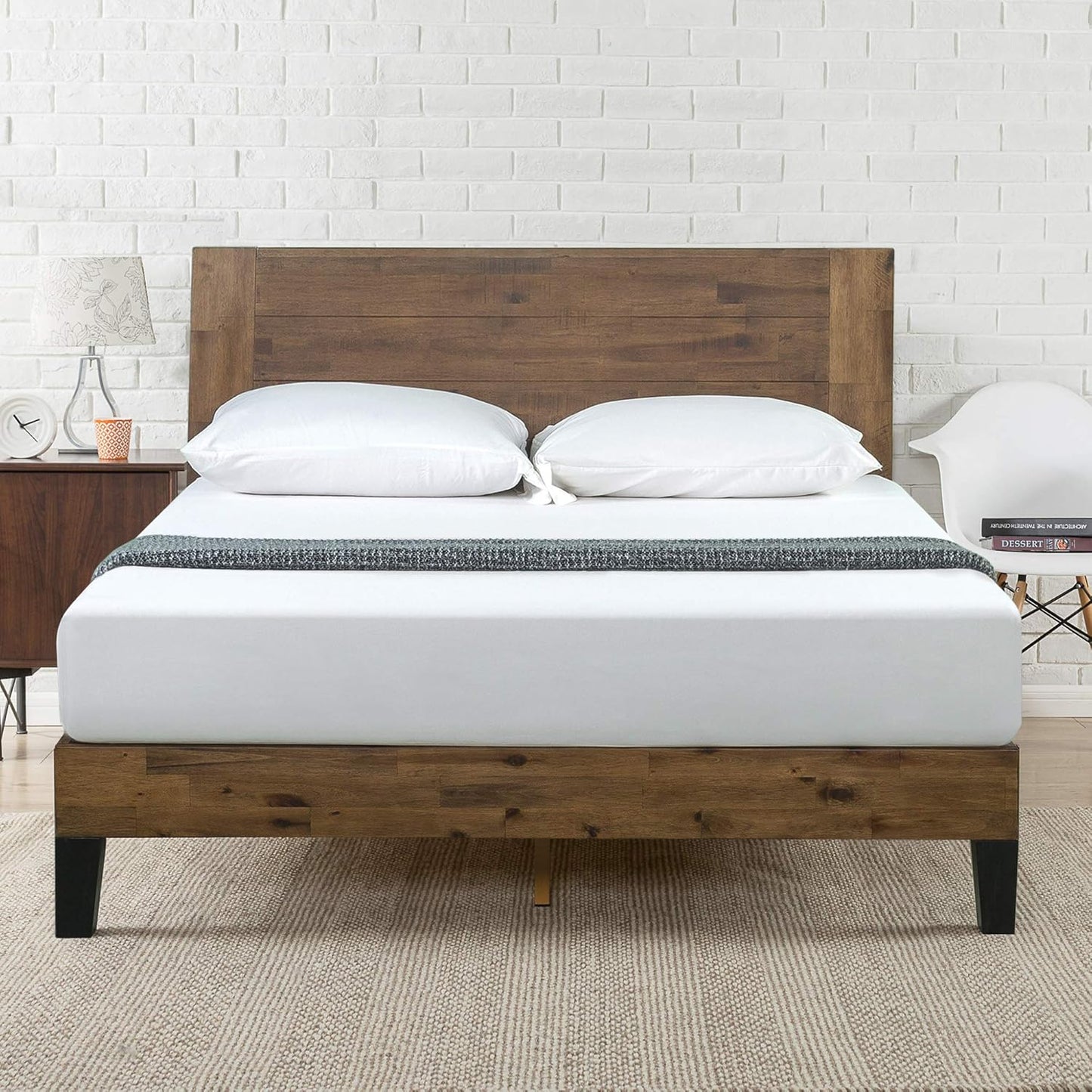Wood Platform Bed Frame with Headboard