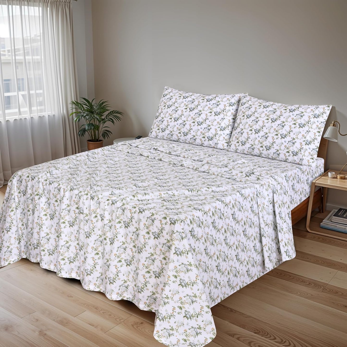 4 Pieces Cotton Sheets Set