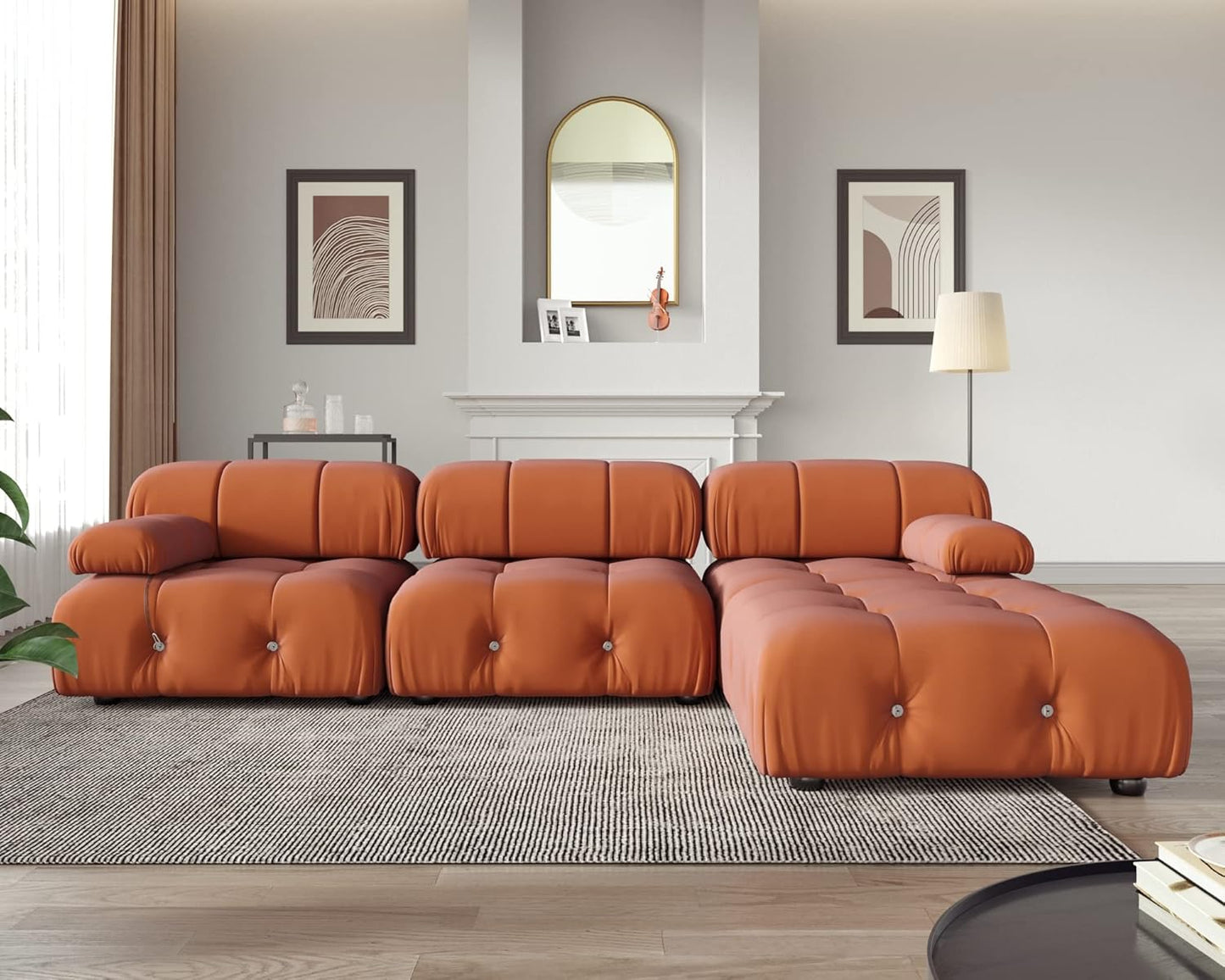 L Shape Minimalist Modular Sofa, Convertible Couch for Living Room