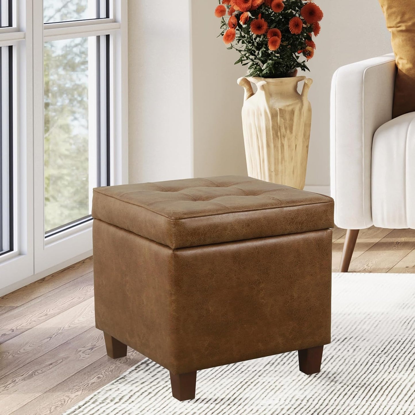 Classic Square Storage Ottoman with Lift Off Lid