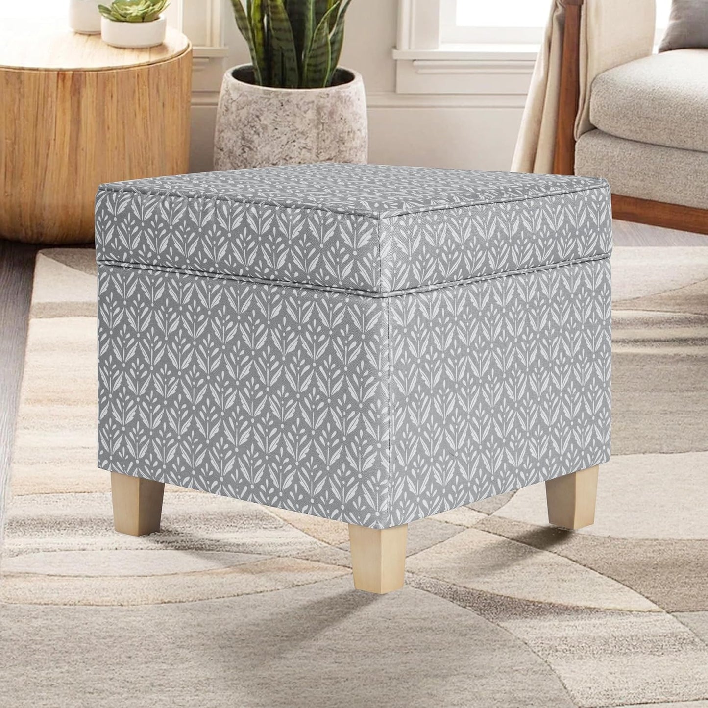 Classic Square Storage Ottoman with Lift Off Lid