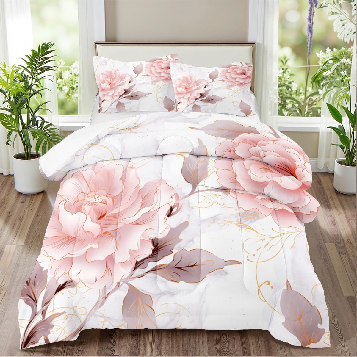 Red Black Geometric Comforter Set Queen Size 3D Stereoscopic