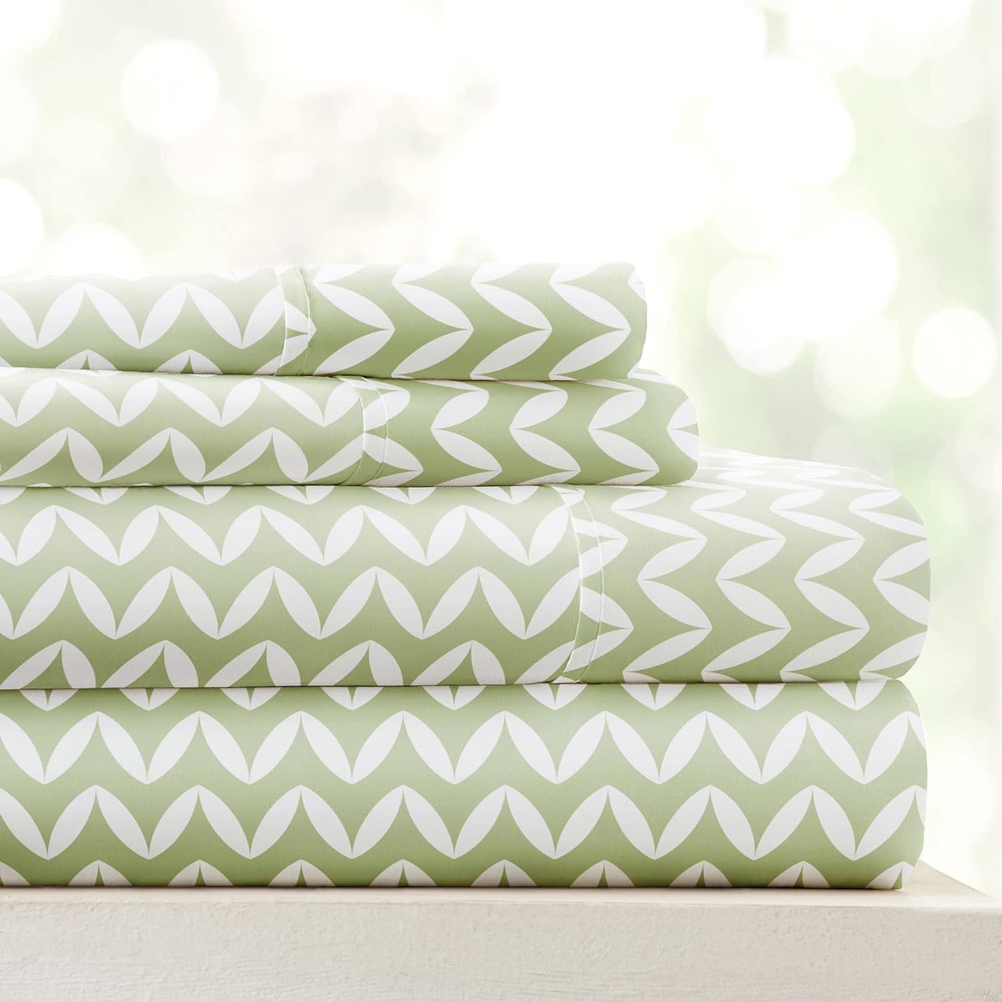 Patterned Microfiber 4 Piece Sheet Set