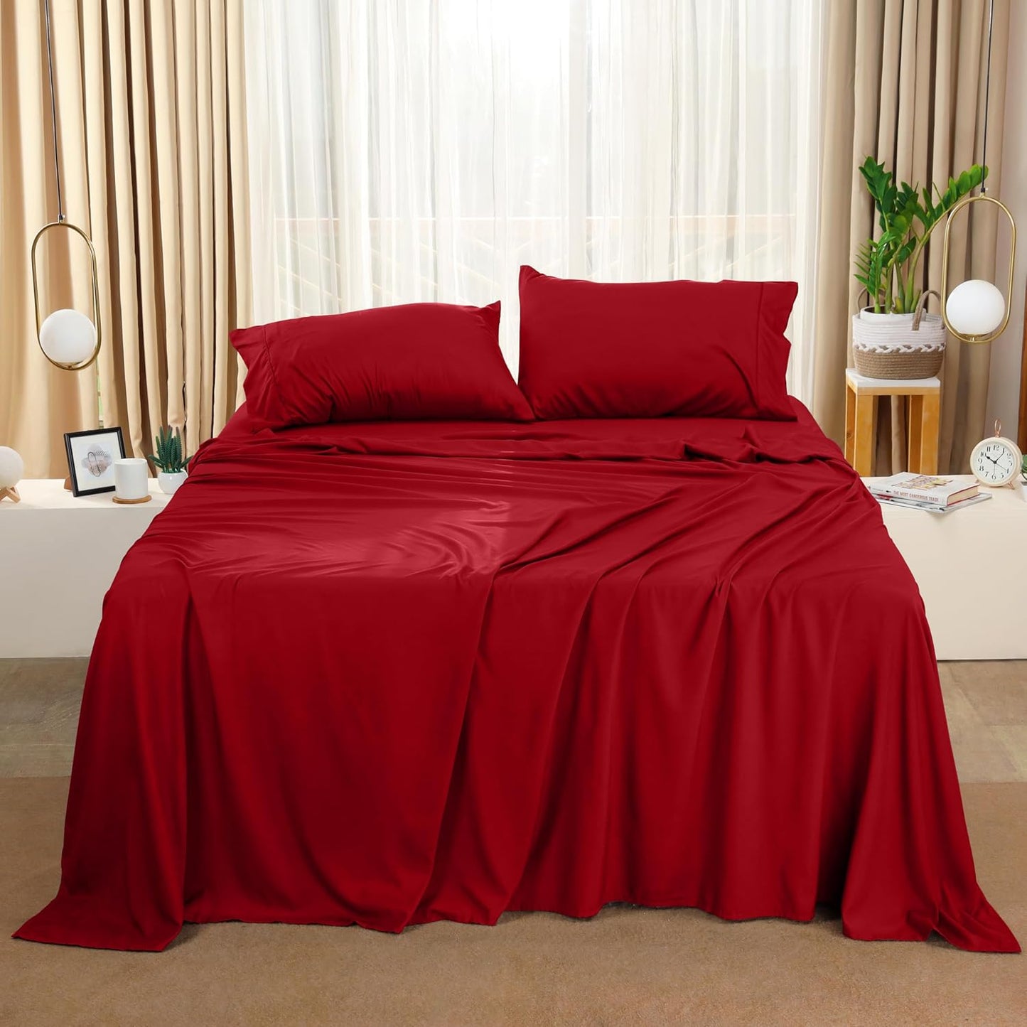 Bedding Queen Bed Sheets Set - 4 Piece