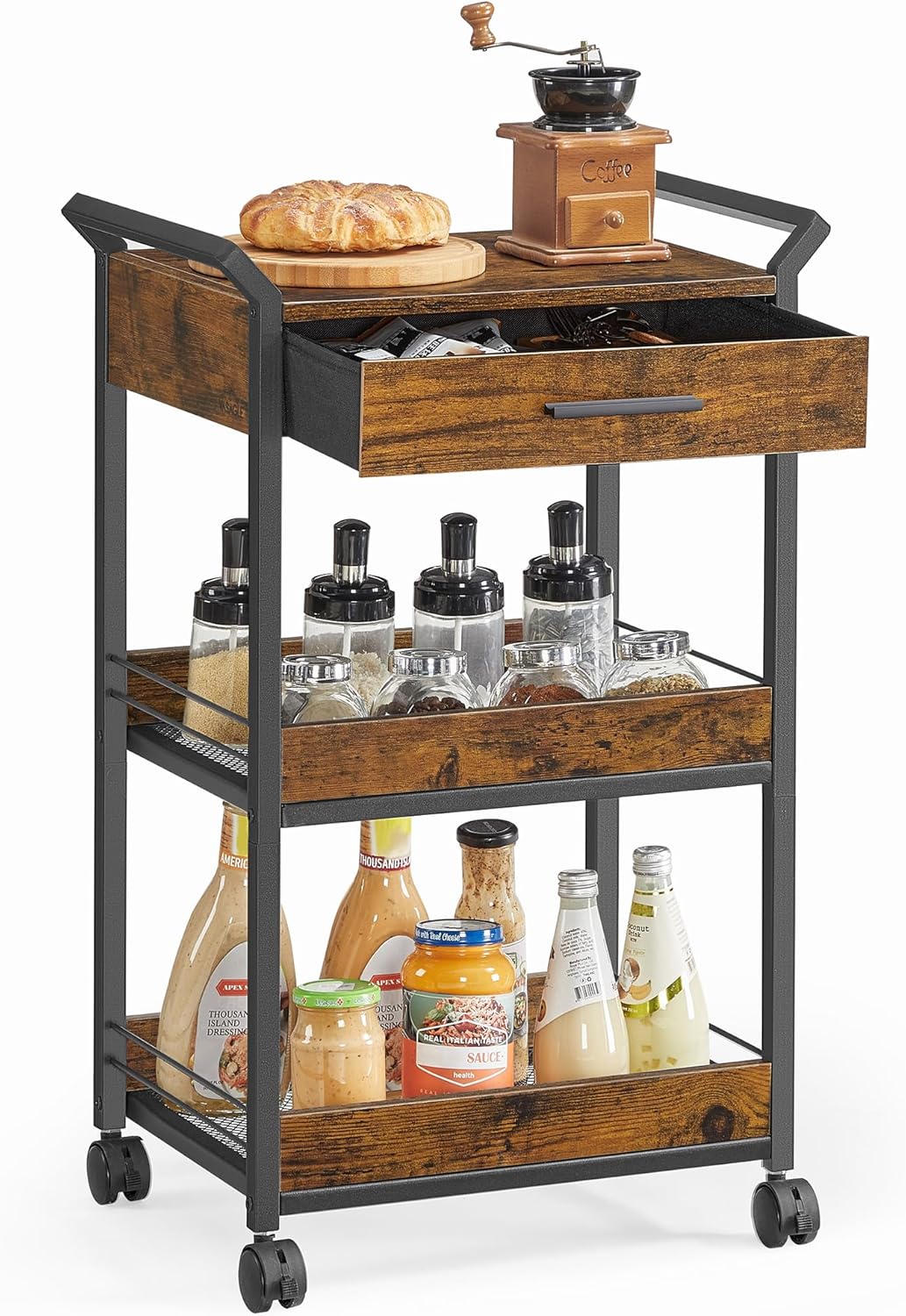 4-Tier Rolling Utility Cart with Table Top