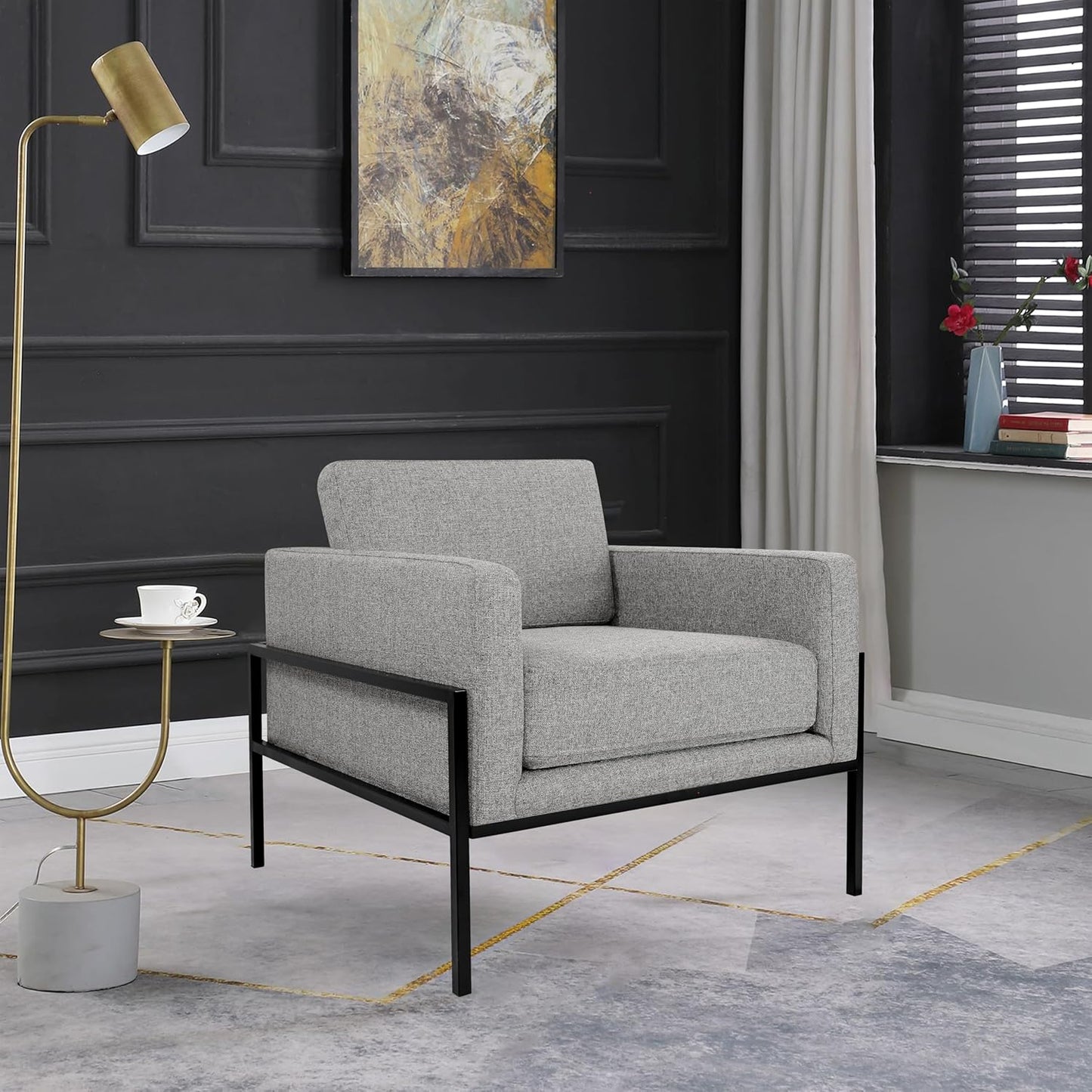 Modern Metal Frame Accent Chair