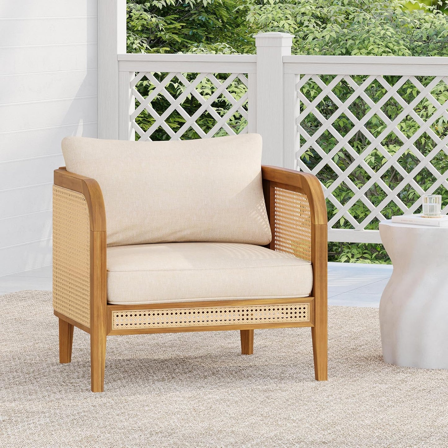 Bohemian Acacia Wood Patio Accent Chairs