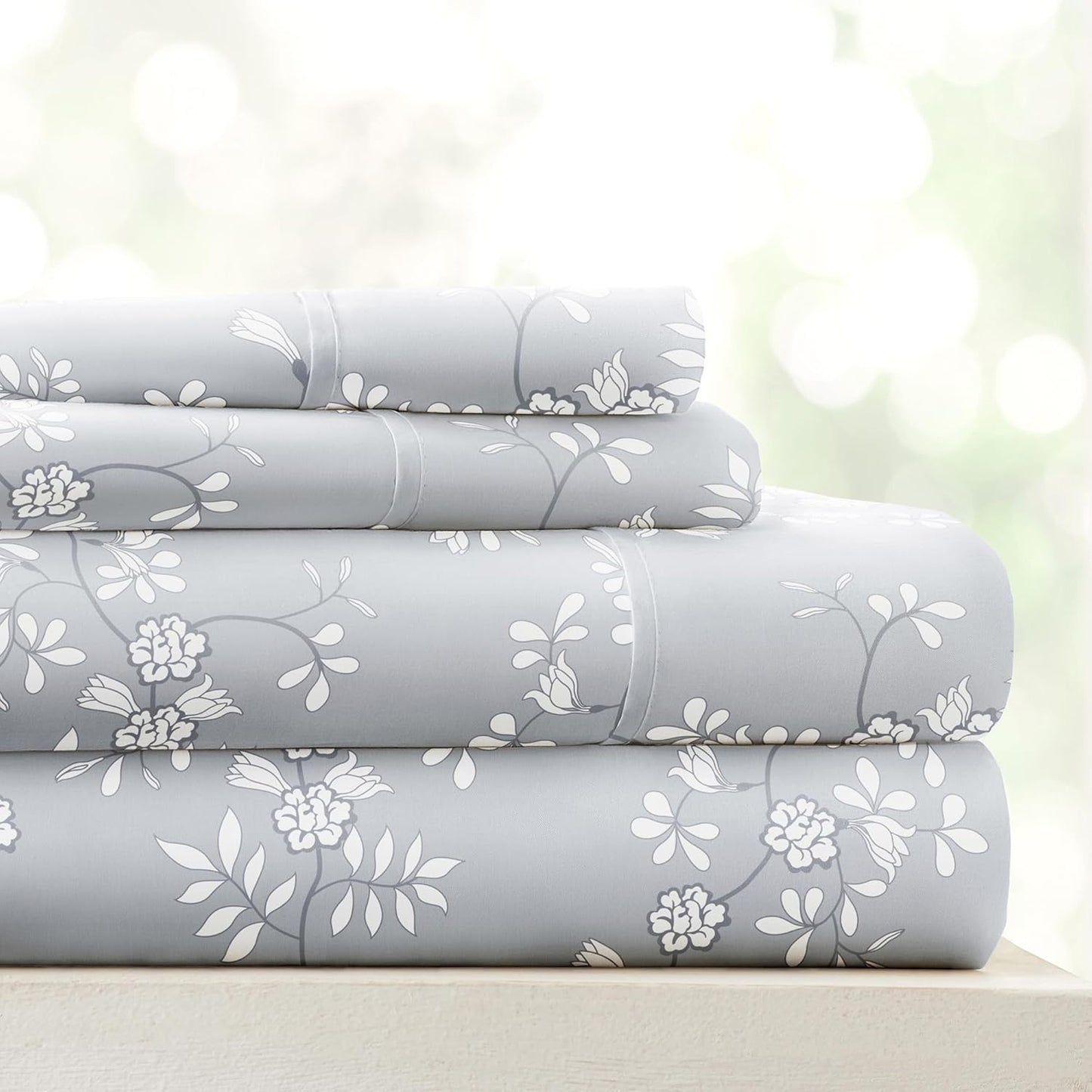 Patterned Microfiber 4 Piece Sheet Set