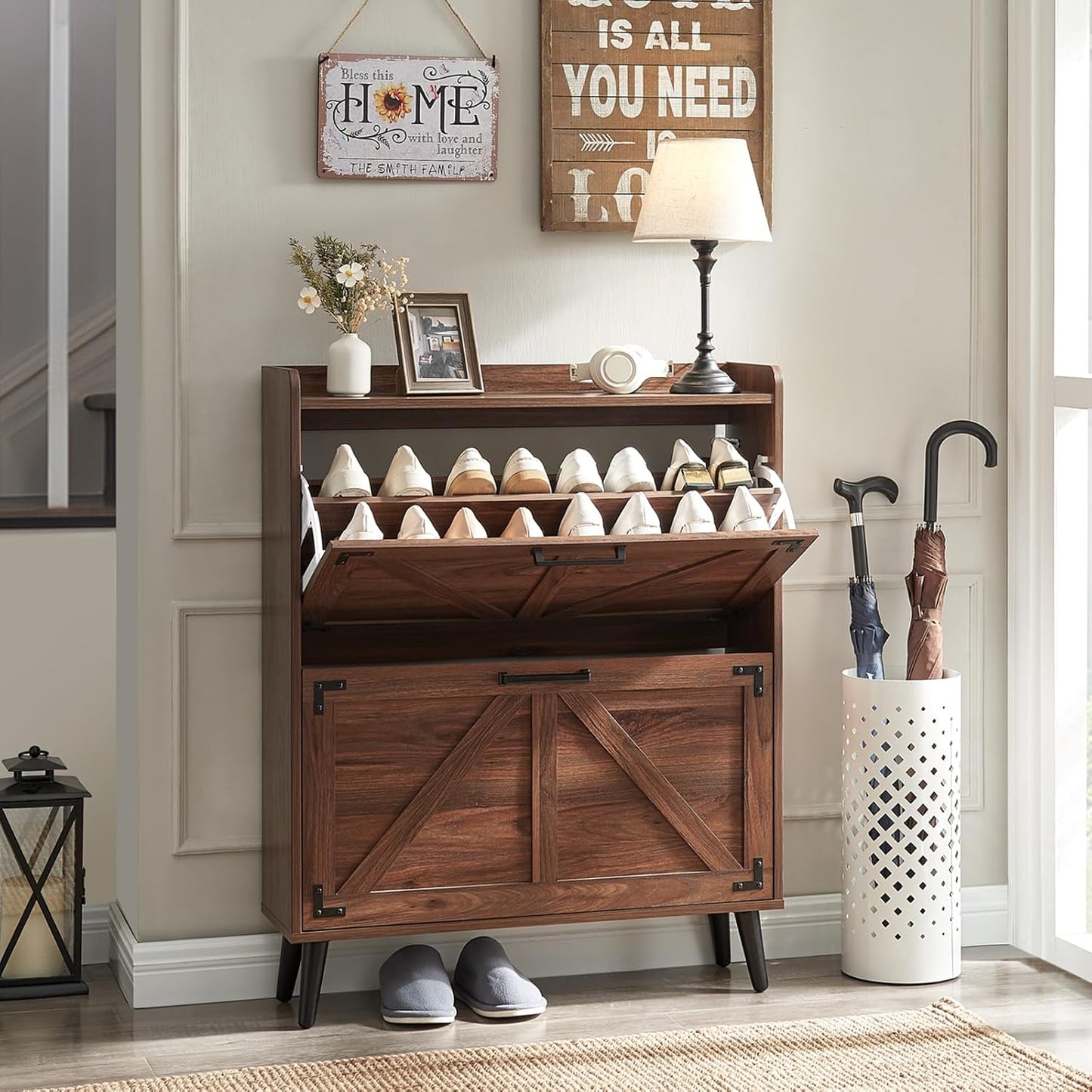 Farmhouse Style Shoe Storage Cabinet