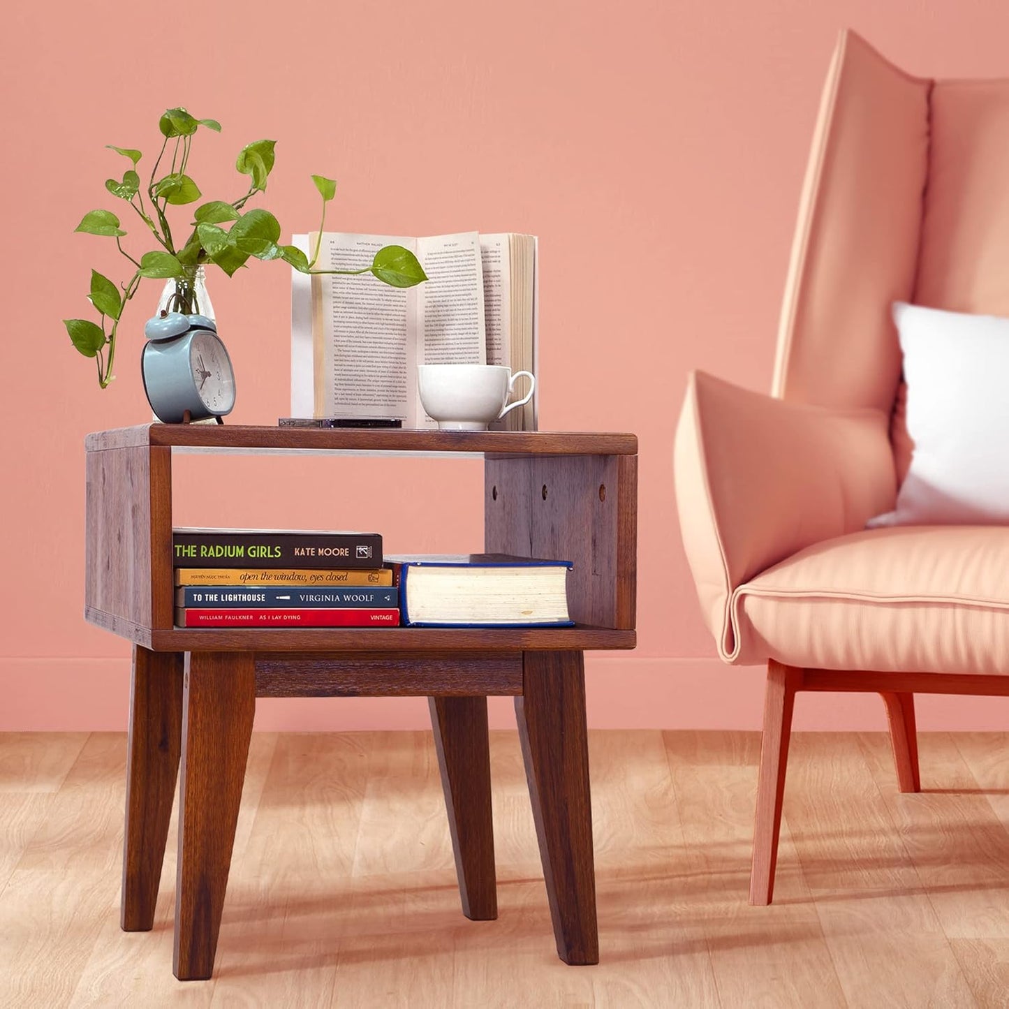 Nightstand with Open Storage Shelf