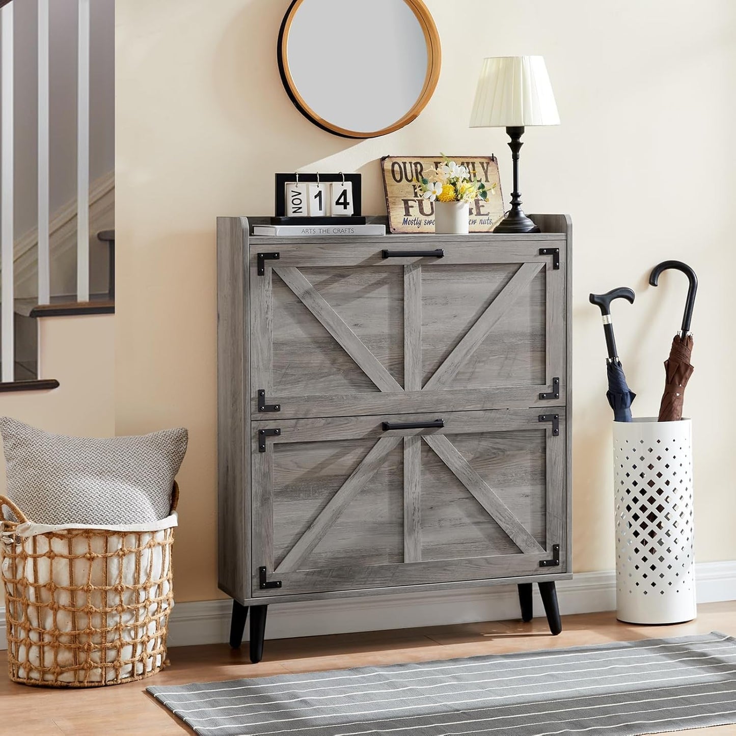 Farmhouse Style Shoe Storage Cabinet