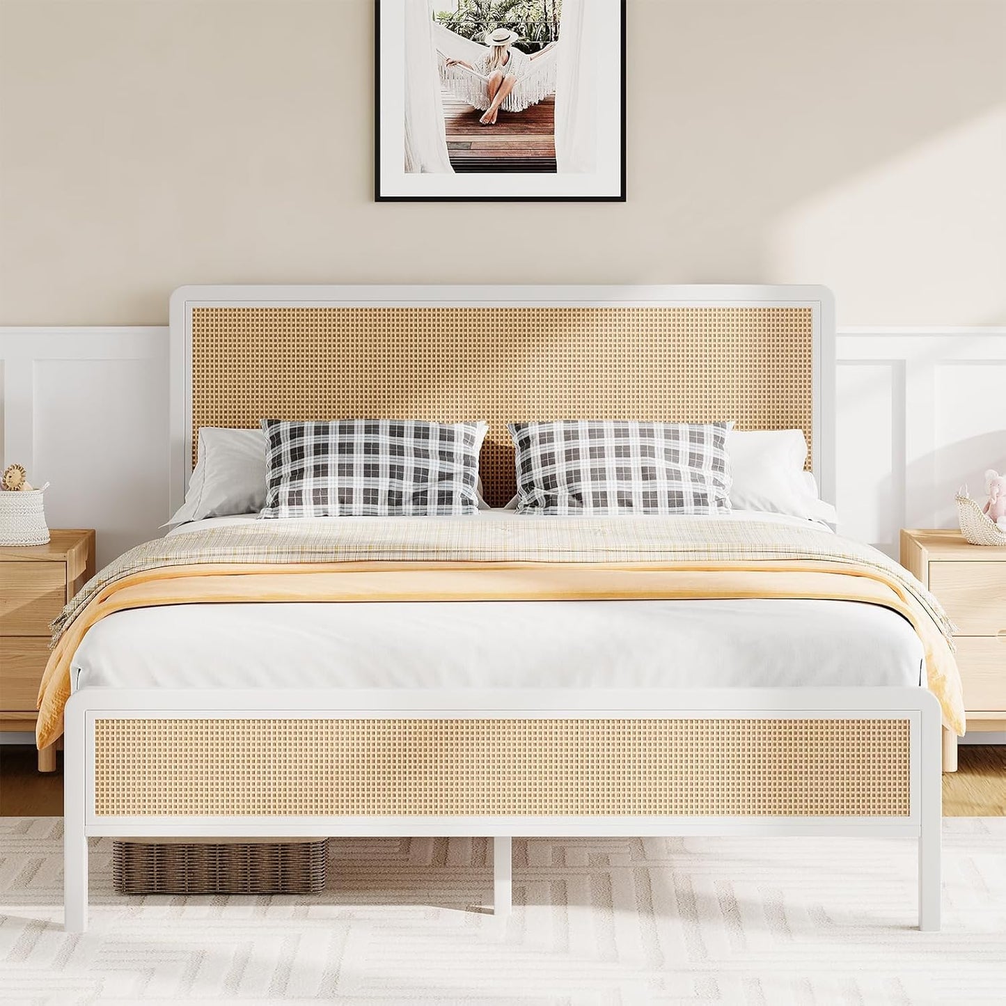 Rattan Bed Frame with Headboard
