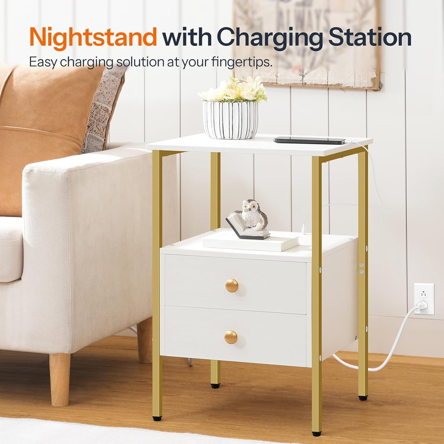 End Table with Charging Station