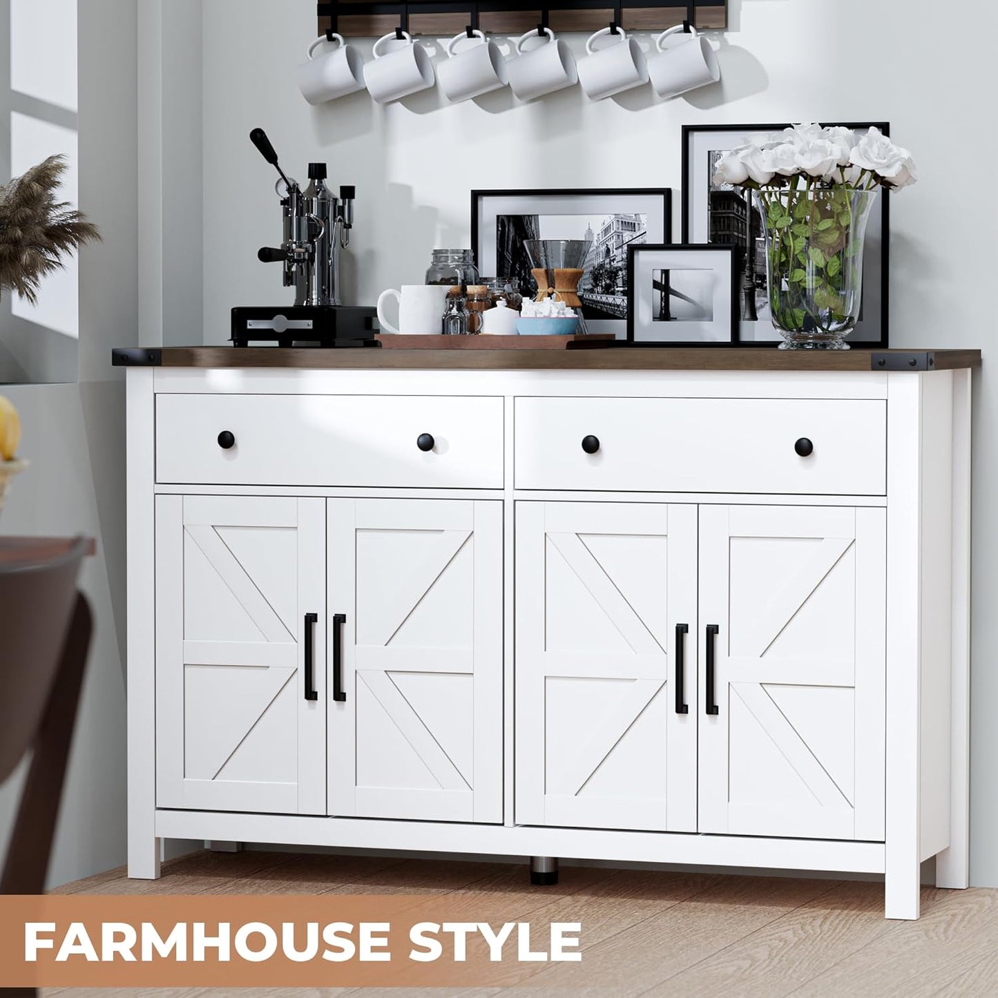 55" Sideboard Buffet Cabinet with Storage