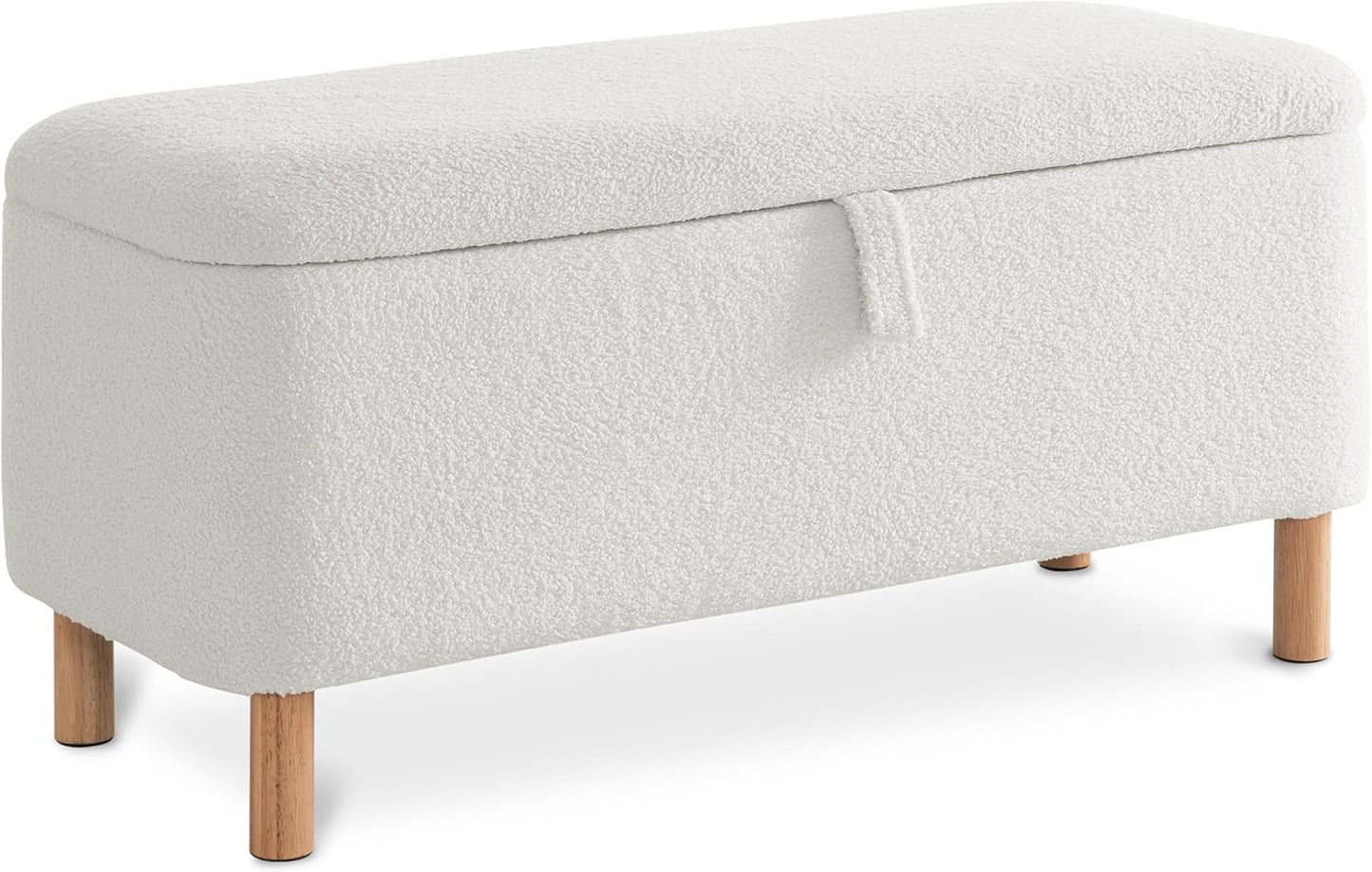 Boucle Upholstered Padded Storage Bench