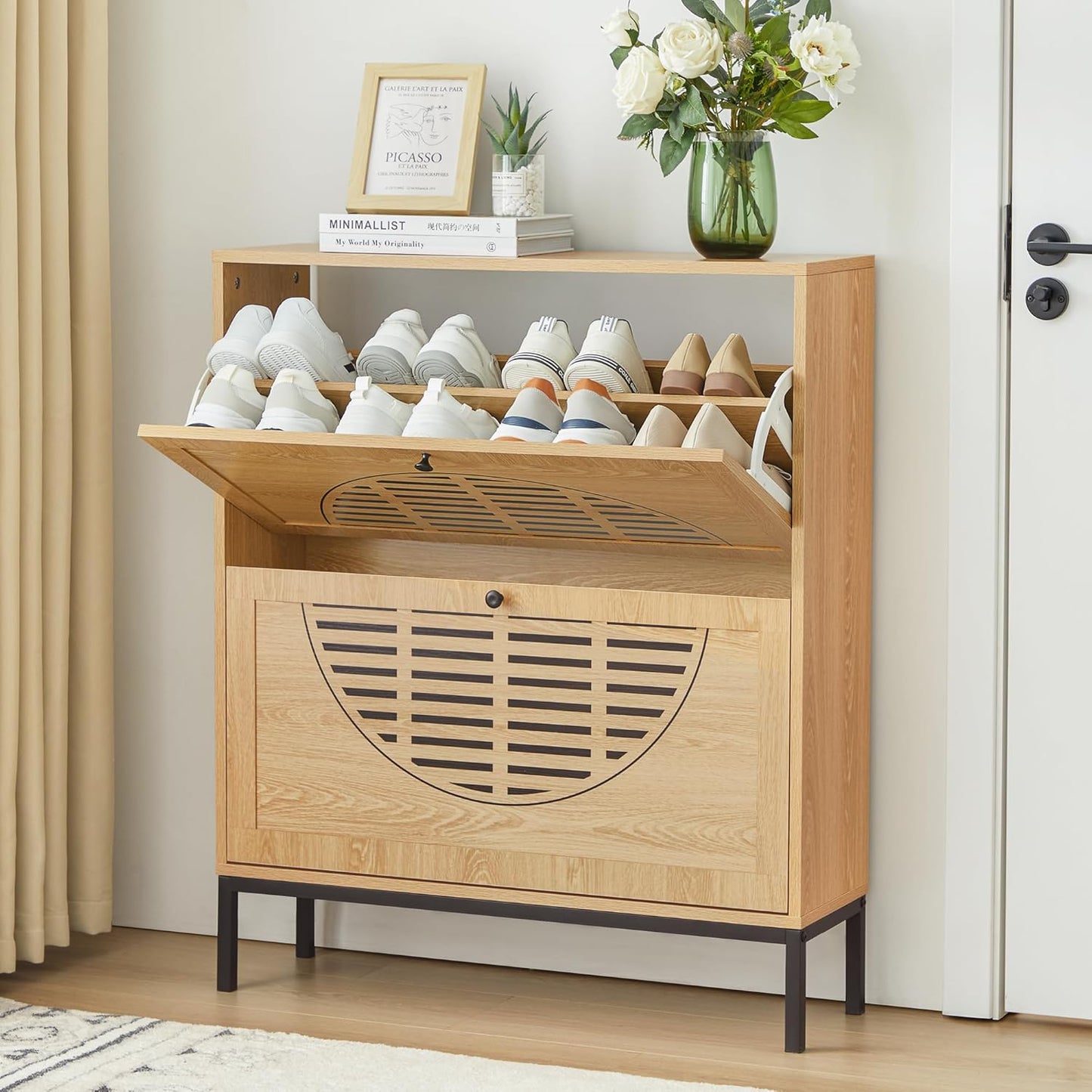 Shoe Storage Cabinet with 2 Flip Drawers