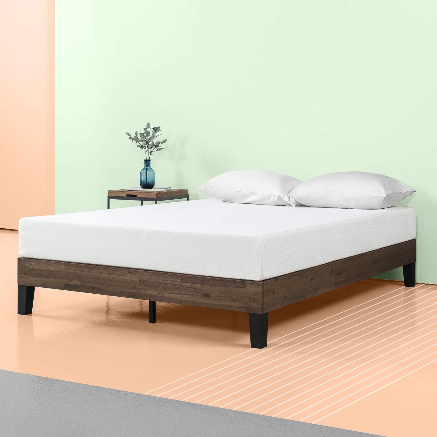 Wood Platform Bed Frame with Headboard