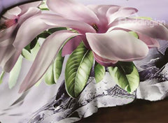 100% Cotton Lilac Magnolia 3D Printed Luxury 4-Piece Duvet Cover Sets