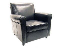 Baxton Studio Black Full Leather Club Chair