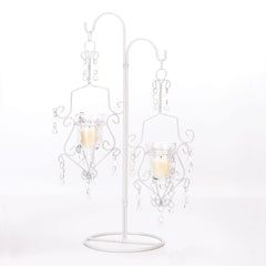 White Crystal Drop Candle Stand