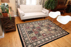 New Traditional Panal Black Square Floral Area Rugs