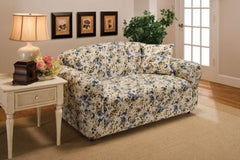 Blue Floral Jersey Chair Stretch Slipcover