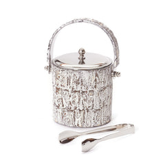 Whitewash Stainless Steel Ice Bucket and Tongs