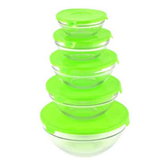 Glass Bowls With Lids in Different Colors