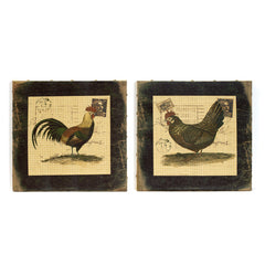 Set of Two Rooster Postcard Wall Hangings