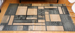 Anzy Contemporary Blue and Beige Modern Square Boxes Area Rug In Different Sizes