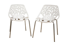 Baxton Studio Birch Sapling White Plastic Accent or Dining Chair in Set of 2
