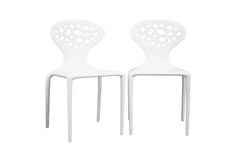 Baxton Studio DURANTE White Plastic Molded Chair Set of 2