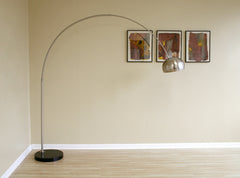 Baxton Studio Arco Style Floor Lamp Round or Flat Marble Base