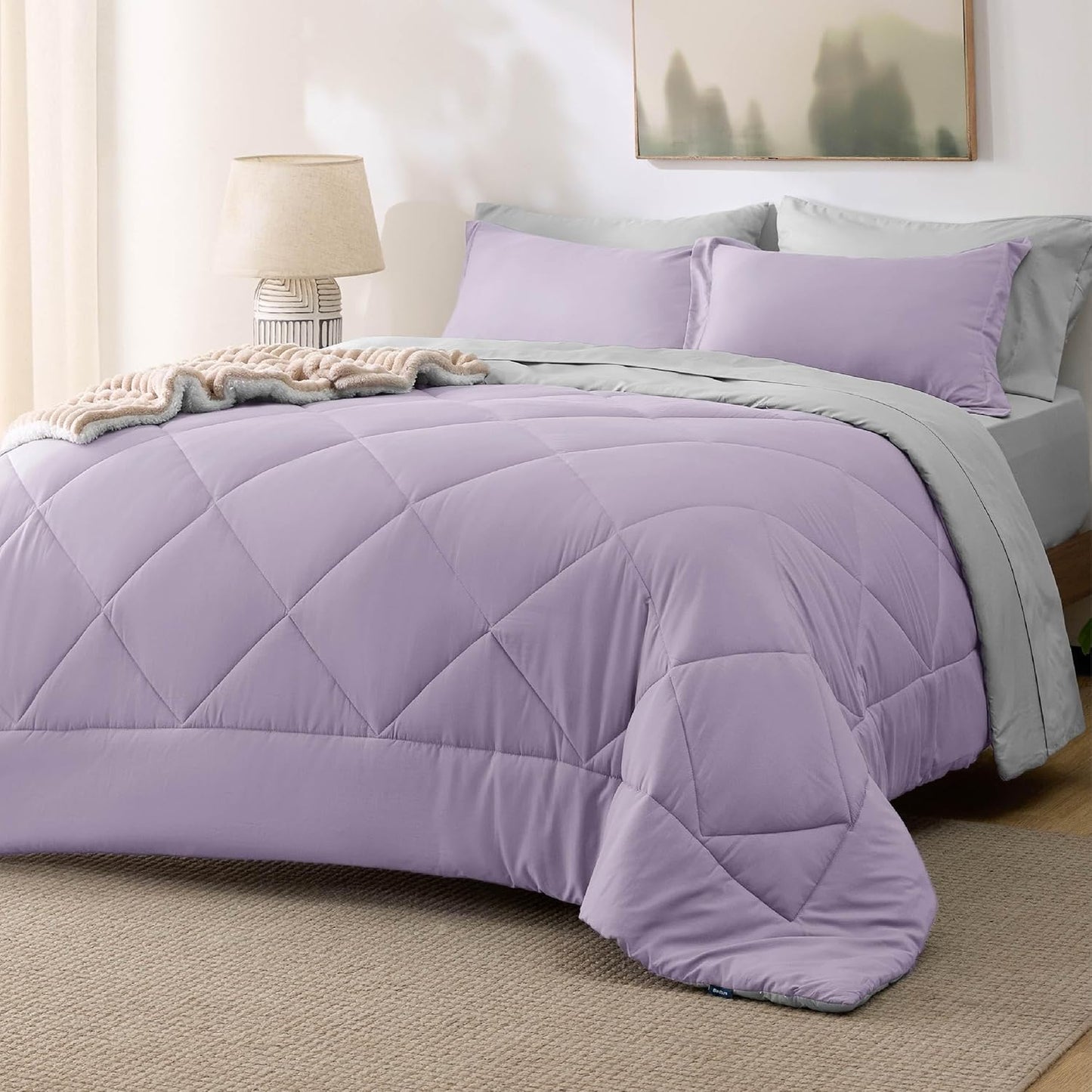 7 Pieces Reversible Comforter Set - Queen