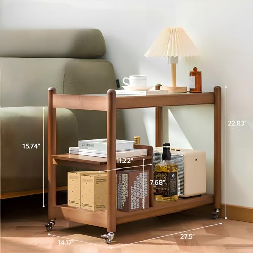 Rolling End Table with Wheels